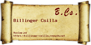 Billinger Csilla névjegykártya